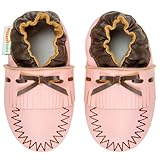 モモ ベビー 乳児/幼児用モカシン ピンク ソフト ソールレザーシューズ ネイビー 6-12ヶ月/米国幼児用サイズ3-4 M (インポート)