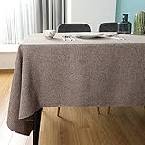 SEASHORE TREE テーブルクロス 撥水 おしゃれ table cloth 布 麻 リネン 140x240cm 防水 厚手 無地 北欧 丸洗い お手入れ簡単 家庭用 食卓用 耐熱 長方形 - アッシュブラウン