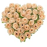 URIJK 人造花 花部分のみ 花びら 花ヘッド 結婚式 装飾 DIY ローズ 人工 装飾 バラ3.6cmx3.4cm 50個 全9色