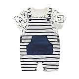 Cutelove 子供服 半袖Tシャツ+サスペンダーパンツ 夏 動物柄 男の子 女の子 キッズ 男女兼用 赤ちゃん ベビー 可愛い 綿 柔らか 素敵 半袖 上下セット オーバーオール