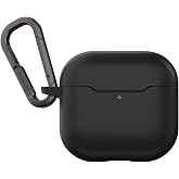【MagEasy】 AirPods 4 対応 ケース 耐衝撃 落下防止 カラビナ 付 カバー ワイヤレス充電 対応 AirPodsケース [ AirPods4 エアポッツ 4 第4世代 対応 ] case SKIN ブラック