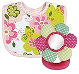 Stephan Baby Bib and Plush Flower Ring Rattle Gift Set, Swirly Flower by Stephan Baby