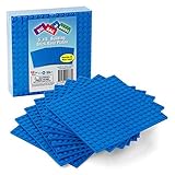 Brick Building Base Plates By SCS - Small 5"x5" Blue Baseplates (10 Pack) - Tight Fit with All Major
