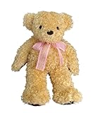 生まれたときの体重で作る体重ベア　ベビーベア　ライトブラウン×ピンクストライプ