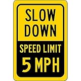 PomcatSLOWDOWNSPEEDLIMIT5MPHメタルサイン（8X12）HD46警告