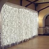 18W 9.8ft x 9.8ft Window Curtain Light, Icicles Christmas Fairy String Light, 5000K daylight extenda