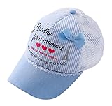 (ビグッド)Bigood ベビー 帽子 子供 ハット 野球帽 ベースボールキャップ メッシュ リボン飾り 男の子 女の子 カジュアルキャップ 日よけ お出かけ（ブルー・52cm）