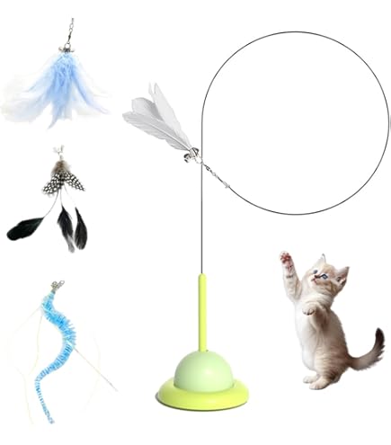 Amazon | 猫じゃらし 吸盤式 釣り竿 猫用玩具 鈴付き 毛虫 蝶