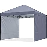 ABCCANOPY タープテント ワンタッチ サイドシート2枚付き センターロック 3m/2.5m/2m 3段階調節 キャスターバッグ付き 8人用大型 組立簡単 付属品付き（2M/グレー）