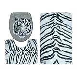 Kicode Durable 3Pcs/Set Animal Print Non-Slip Bath Mat Toilet Rug Home