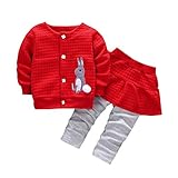 Tovadoo 子供服 ベビー服 女の子 コート+ズボン ウサギ柄 多色 長袖 ソフト 快適 暖かい 秋冬 可愛い 保育園 旅行