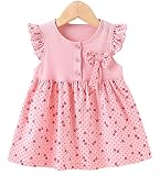 Cure Baby 女の子 ワンピース いちご柄 フリル リボン 100 ピンク 海外工場直送