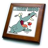 FT _ 104081 Dooniデザインランダムトゥーン – Funny Hungry Hippo Cartoon – フレーム付きタイル 8x8 Framed Tile ft_104081_1