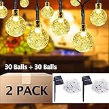 2 Pack Globe Solar String Lights, 20ft 30 LED Crystal Ball Outdoor String Lights for Home, Patio, La