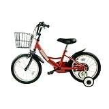 SHINE WOOD(シャインウッド) 子供用自転車 自転車 三輪車 幼児用自転車 16インチ 【泥除け付き カゴ付き 補助輪付き】 男の子 女の子 (レッド)