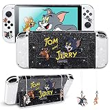 DLseego Switch OLED用 ケース クリアケース スイッチ有機el カバー 有機elモデルケース 透明スイッチ有機elカバー 分体式 PC素材 超軽量 耐衝撃 取り外し簡単 傷つけ防止 全面保護 可愛い キラキラ