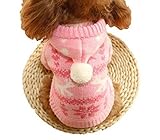 Asia Color ペット用 犬 服 おしゃれ で かわいい ノルディック柄 ニット パーカー (M, ピンク)