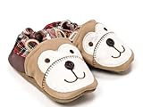 (マッドパイ)Mud Pie ベビー シューズ/靴 352611 BEAR LEATHER SHOE/ベアー ブラウン 0-6m(0～6ヶ月) [並行輸入品]