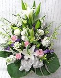 花由 お供え生花アレンジ ユリ入りＬサイズ たて長 ミックス 日時指定便 フラワーアレンジメント アレンジメントフラワー 生花 お供え 花 枕花 お悔やみ お供え花 供花