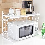 エレガントキッチンシリーズレンジ上伸縮収納ラック(クルワ) ホワイト