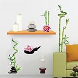 ビンテージ竹蓮の花 3 D 壁紙ルームウォール・ステッカー PVC デカール 70 * 50 cm