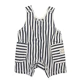 MEIN HEIM ストライプbabyハーフ丈ロンパース ブルー 80