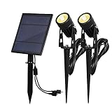 T-SUN ガーデンライト ソーラー LED スポットライト 電球色 3000Kイエロー IP65防水 電気代なし 屋外用充電式 暗くなると自動点灯 玄関先 芝生 庭など対応 LED照明