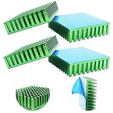 放熱シート、CTRICALVER 4 個の冷却フィン (グリーン)、3D プリンターを冷却するためのヒートシンク、ブルーの熱伝導粘着テープ付き、L 40 mm x W 40 mm x H 11 mm