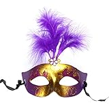 (Purple) - Creazy 1X Charming Sexy Adult Feather Plastic Mask Lovely and luminous feather mask (Purp