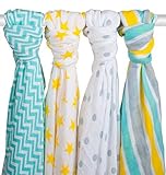 PREMIUM MUSLIN SWADDLE BLANKETS - Soft Receiving Blankets by Zig Zag Kid - 47x47 Large Baby Swaddles