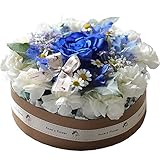 おいしそうなお花のデコレーションケーキ！ハッピーブルー♪スリムキャンドルがお洒落！ お誕生日に生花のおしゃれなアンオリジナルフラワーケーキ 日時指定無料