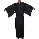 [Yifulove] 浴衣 ゆかた 男性 男 男性用 男性用浴衣 メンズ浴衣 綿麻浴衣 お寝巻 ねまき パジャマ ストライプ 夏 秋 花火大会