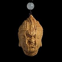 Amazon｜仏像 ミニ 一念の間 半善半悪仏像木彫り仏頭 仏魔如来