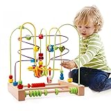 [ドリーマー]　大型ビーズコースター　ビー玉　大きめ　フルーツ/動物　果物　ルーピング　木のおもちゃ　赤ちゃん　子供　知育玩具　色認知　出産祝い　お誕生日プレゼント