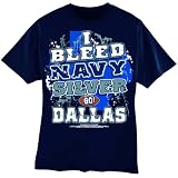 NFLユニセックスダラスFootball " I Bleedネイビー&シルバー – Goダラス」Tシャツ L ブルー