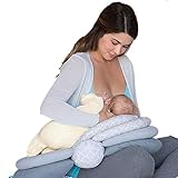 URIJK 授乳クッション 多機能 授乳まくら 便利 吐き戻し防止 呼吸が楽 ママの肩こりが解消 痛み軽減 授乳専用まくら 高さを調整可能 収納便利 洗える 赤ちゃん授乳クッション (グレー)