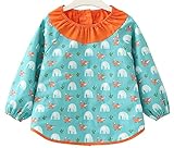 SaturdaySunday 幼児 可愛い 長袖 前掛け 防水 食事用エプロン スモック (80（80-90cm）, 象)