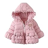 POTOJP 可愛い 暖かい キッズ服 無地 ジャケット 子供 カーディガン フード付け コットンブレンド製 コート 上着 長袖 子供服 女の子 幼児 アウター 春秋冬 防寒 棉服 (120, ピンク