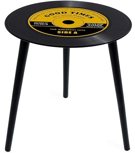 Amazon｜Balvi サイドテーブル レコード ブルー 40cm 丸 小さめ ガラス