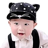 赤ちゃん帽子耳付き野球帽子赤ちゃん少女夏の太陽帽子（黒）