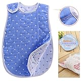6重ガーゼ 高品質 ふわふわ 肌触り抜群 スリーパー めくれ防止 ボタン開閉式 寝袋 水玉 ブルー 40*60 cm