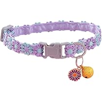 青い花柄の鈴付き猫用首輪 Amazon.co.jp: 猫首輪 ネコ 首輪 鈴付き ハート型/デージーの花