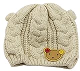 キャップ ベビー キッズ 男の子 女の子 防寒 ニート 耳付き かわいい 帽子 (ベージュ)