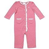 Ralph Lauren(ラルフローレン) フリル付前開きボーダーカバーオール(Pink) 12M(9-12ヶ月)[並行輸入品]