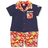 BABYDOLL（ベビードール） 親子ペア リゾート柄アロハロンパース-子供服 男の子 女の子 サーフ ベビー キッズ -0394B 70cm レッド