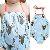 PER ベビー キャミソール　ロンパース カバーオール ノースリーブ　ホルターネック　シカプリント　綿100% 可愛い　涼しい ファッション　女の子 夏