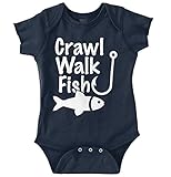 BriscoブランドクロールWalk魚面白い釣り新しい両親ギフトCute Baby Onesieボディスーツ カラー: ブルー
