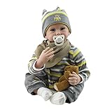 Domybest 子供玩具 人形の赤ちゃん 男の子 ままごとリアル NPK シリコン製 ソフトビニール製 ベビー ケア レーニング 着せ替えの人形服 可愛い プレゼント 出産祝い 55cm
