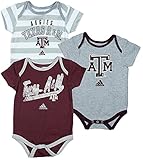 Texas A & M University Aggies NCAAユニセックスBaby Infant Lilファン3ピースボディスーツセット、マルーン – グレー – ホワイトグレーストライプ