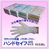 三高サプライ ラテックスグローブ(ゴム手袋) パウダーフリー B0Xタイプ ハンドセイフ 100枚入り G05 SS